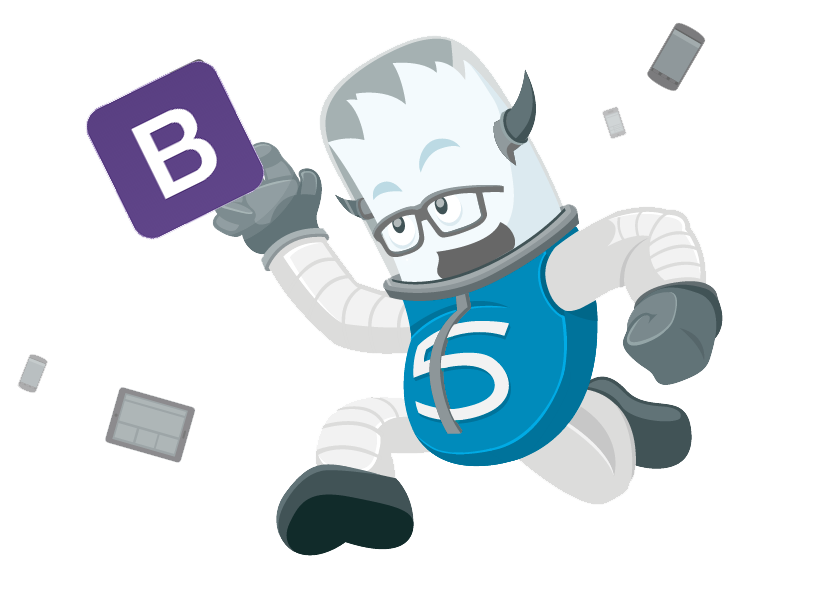 Bootstrap Foundation Five monster high fiving (get it?) the Bootstrap logo because everyone is friends